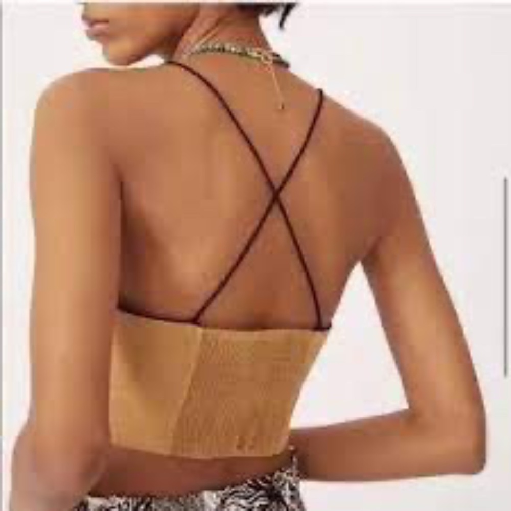 Anthropologie Maeve Seamed Tan/Black Trim Linen Blend‎ Contrast Corset Top Sz 4 - Picture 2 of 7